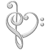 Muziek, noot, band, sleutel hart, koor, klassiek