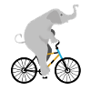 Éléphant est à vélo
