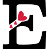 Capital letter E with hearts
