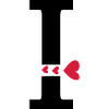 Capital letter I with hearts
