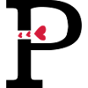 Capital letter P with hearts