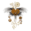 Stunning steampunk heart with wings.