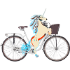 Einhorn auf Fahrrad