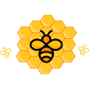 Bees icon on honeycomb