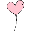 Pink heart balloon black