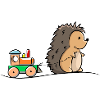 Hedgehog with wooden railroad