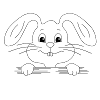 Bunny looks over the table