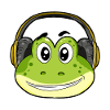 Frog with headphones