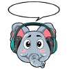 Elephant with headphones