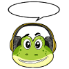 Frog with headphones