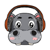 Hippo with headphones
