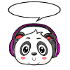 Panda with headphones