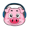 Pig with headphones