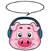 Pig with headphones