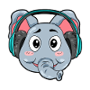 Elephant with headphones