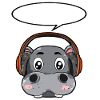 Hippo with headphones