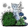 Smiling cat in foliage