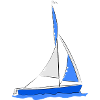 Segelboot im Wasser Blau