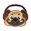 Pug with headphones