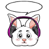 Rabbit with headphones