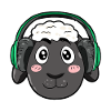 Sheep with headphones