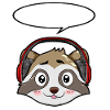Raccoon with headphones