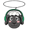 Sheep with headphones