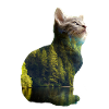 Double Exposure Animals Cat Nature - Gift Idea