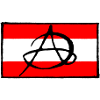 Anarchy icon on red background