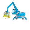 Scrap excavator on junkyard
