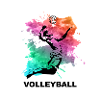 Volleyball, sport, athlete, drawing, color blob