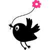Flying bird hold flower