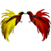 2 kleine Paradiesvögel gelb, rot