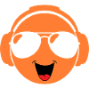 Techno laughing head face