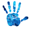 Hand blue polygons