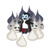 Vampire surrounded by garlic