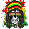 Rasta Skull in rainbow style