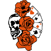 poker skull rose flower