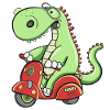 Funny Dino Rides Scooter Fun Dinosaur