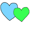 Blue green hearts