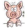 Happy piggy with flowers I animal cartoon