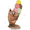 Eule mit riesigem Eis