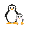 Penguin with penguin baby