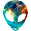 Alien, Head, Emoji, Galaxy Style