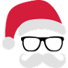 Funny Santa Claus with nerd glasses and mustache