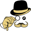 smile hat monocle mustache bowler