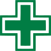 drugstore pharmacy green cross for pharmacist