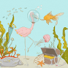 Unter Wasser - süßer Flamingo
