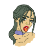 Bad girl black hair tongue
