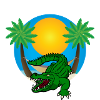 Palm trees with crocodile
